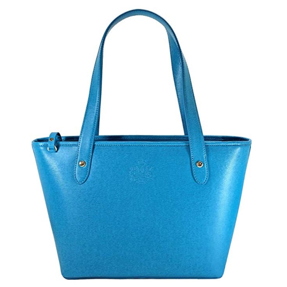 Ralph Lauren Sloan Street Blue Leather Tote